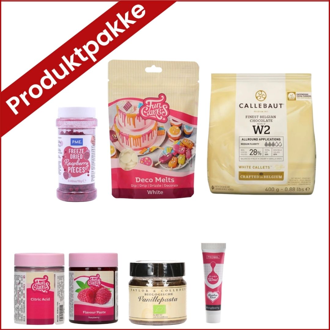 Produktpakke til bringebærkake i langpanne