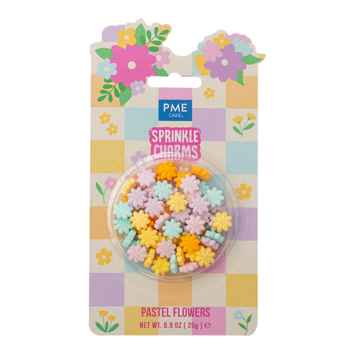 PME Strøssel -Pastel Flowers-, Pastell, 12mm, 25g  Gi bakverkene dine et magisk og blomstrende preg med PME Pastel Flowers Sprinkle Charms! Dette er ikke bare vanlig strøssel, men store, dekorative blomster laget for å gi umiddelbar personlighet og en profesjonell finish til alt fra cupcakes til festkaker. 
  Nøkkelegenskaper og fordeler  
 
 
 Imponerende 3D-effekt:  Med en størrelse på ca. 12 mm