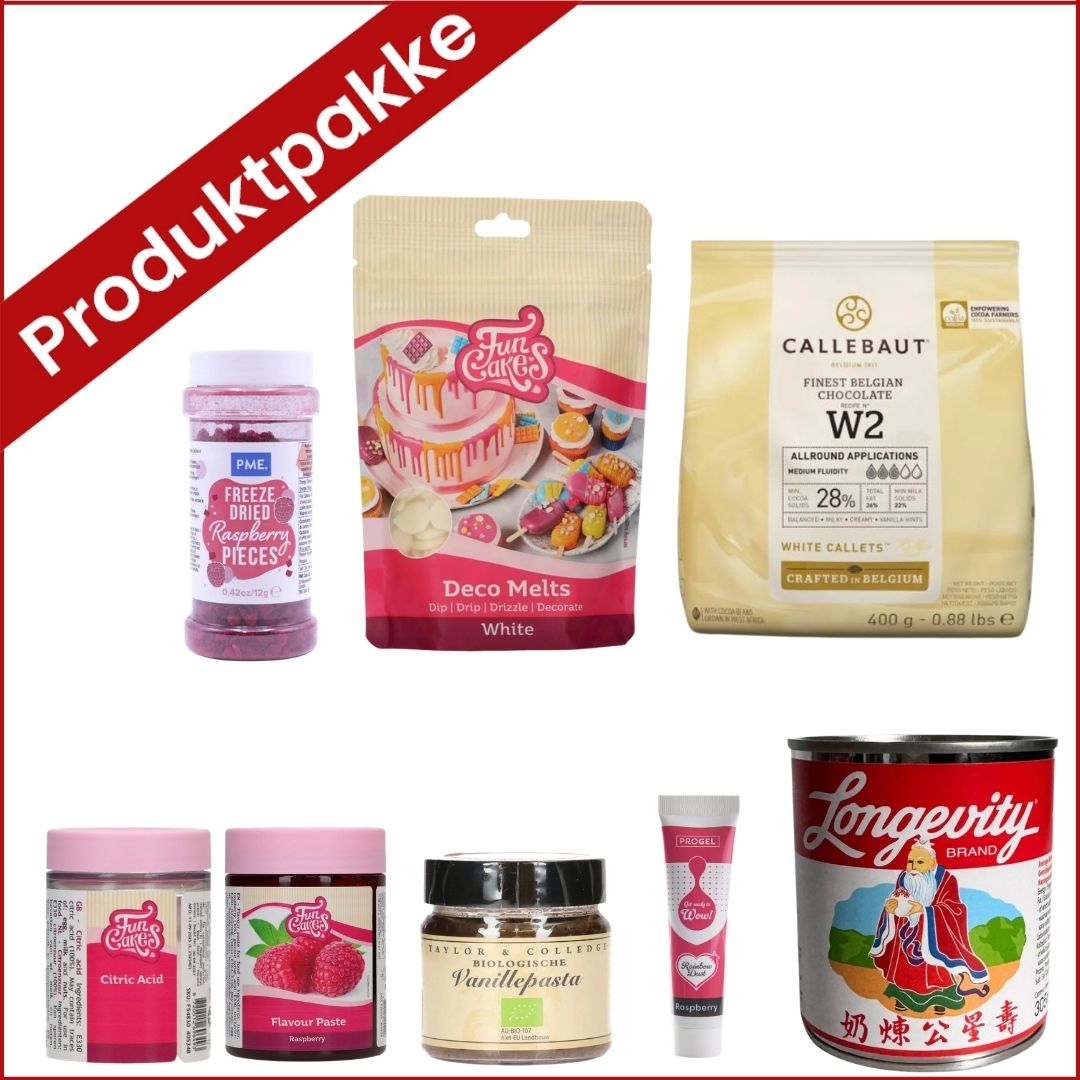 produktpakke til bringebærkake