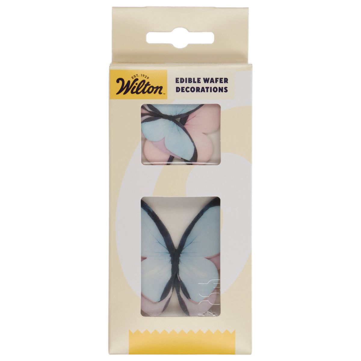 Wilton Spiselig kakepynt sommerfugl - Pastell pk/8  Dekorer kaker, cupcakes og andre bakverk med disse vakre spiselige sommerfuglene fra Wilton. Settet inneholder 8 sommerfugler i myke pastellfarger, med både store og små størrelser. Sommerfuglene er ferdig utskåret og klare til bruk rett fra pakken. 
 De fine pastelltonene gir en elegant og delikat effekt som passer til dåp, bursdag, bryllup og a