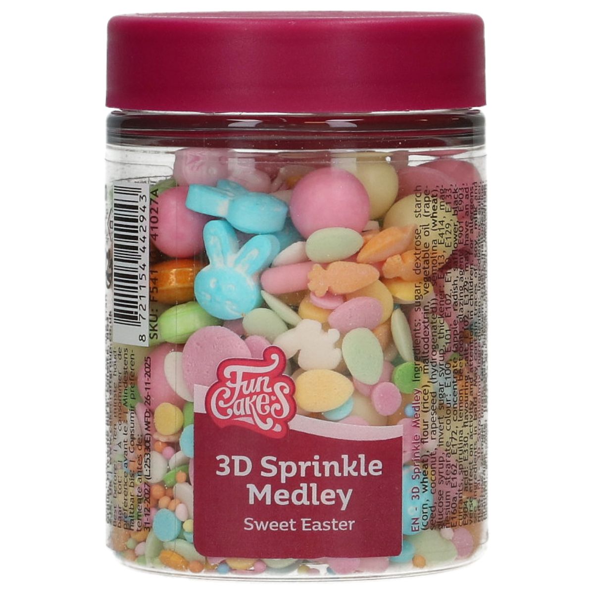 FunCakes 3D Strøsselmiks -Sweet Easter-, Flerfarget, 70g  Gjør påskebaksten ekstra magisk med  FunCakes 3D Strøsselmiks "Sweet Easter" . Dette er ikke bare en vanlig strøsselblanding; det er en fargerik og leken miks designet for å bringe liv og røre til kjøkkenet. Med sine unike 3D-figurer av påskeharer, egg og gulrøtter, gir denne blandingen bakverkene dine et profesjonelt og detaljert uttrykk s