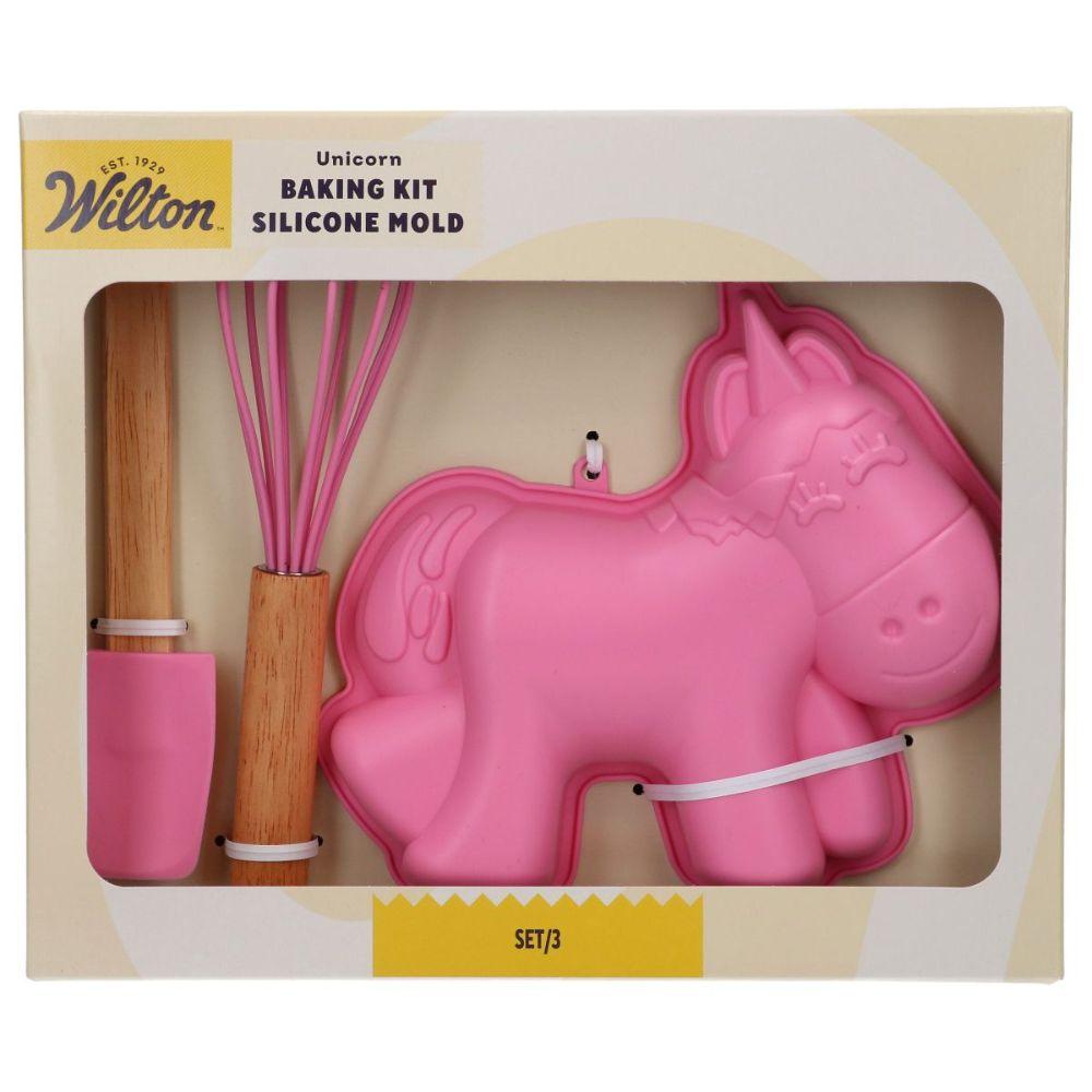Wilton bakekit silikonform enhjørning sett med 3 deler i dekorativ displayeske