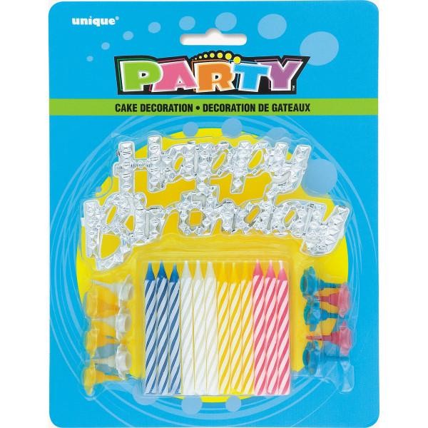 Kakelys med bokstavskilt -Happy Birthday- sett/25