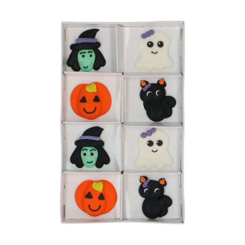 Wilton Sukkerdekorasjoner -Happy Halloween-, Oransje, svart, grønn, hvit, lilla, sett/8