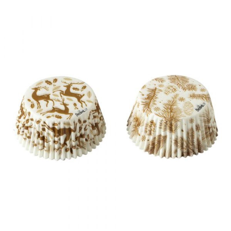 Julemuffinsformer med gullmotiv