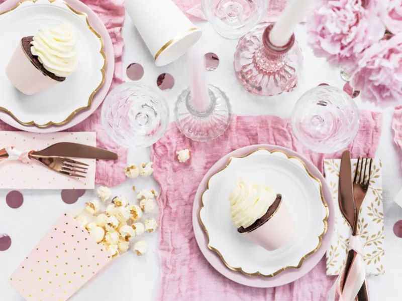 Popcornbeger, Lys rosa med gullprikker