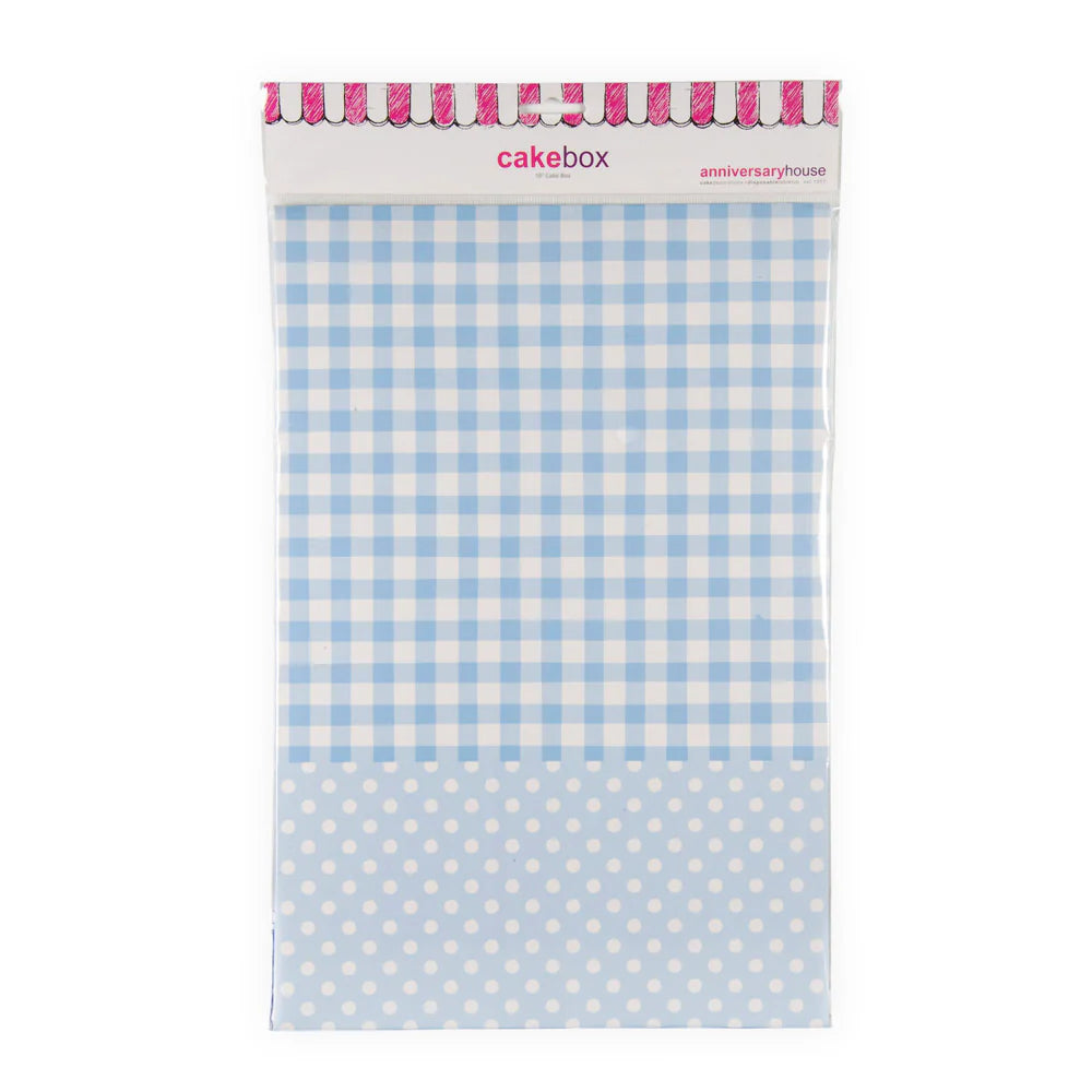 Kakeboks - Blå gingham - 26x26x12,5 - pk/1