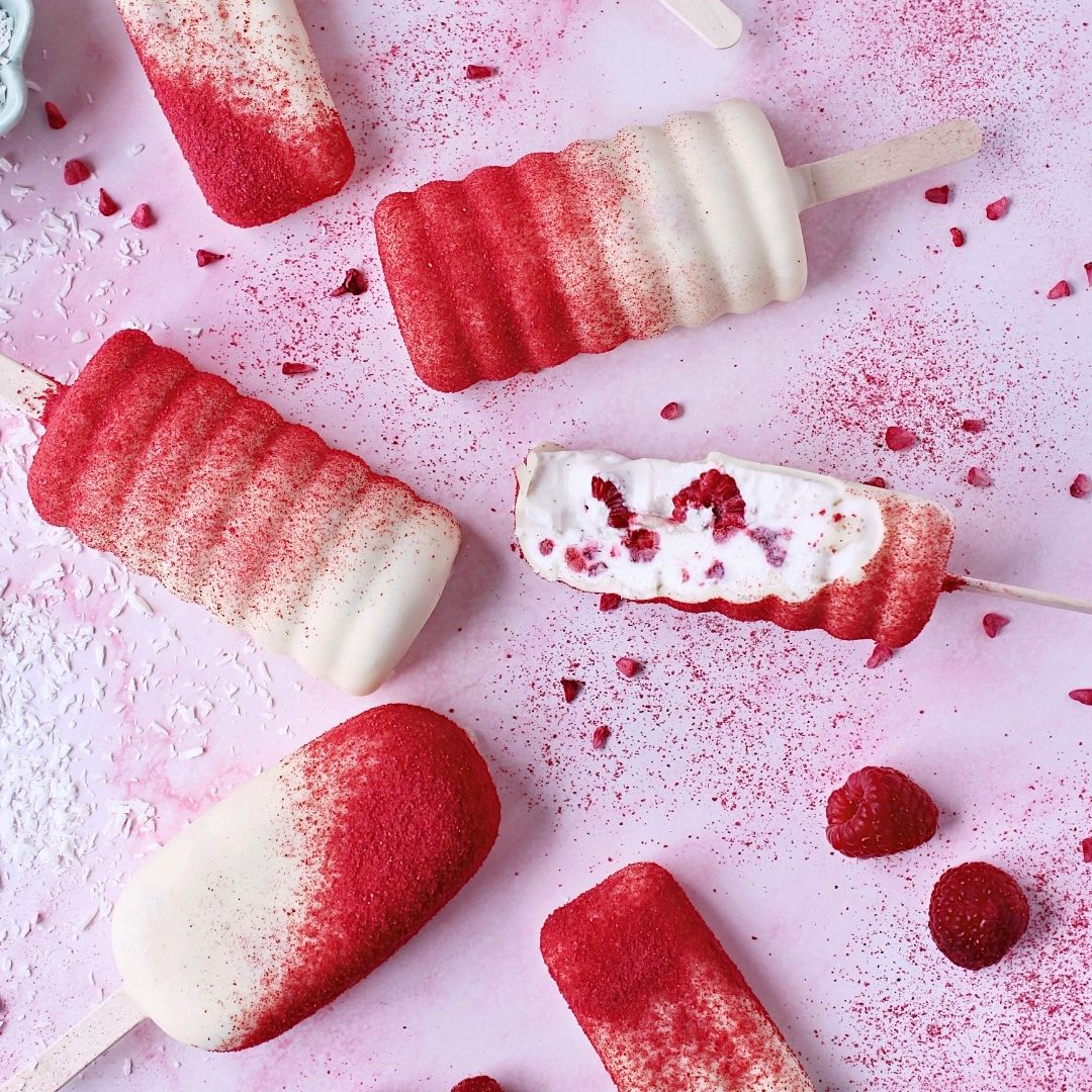 Produktpakke til Kokos- og vaniljeispinner med bringebær