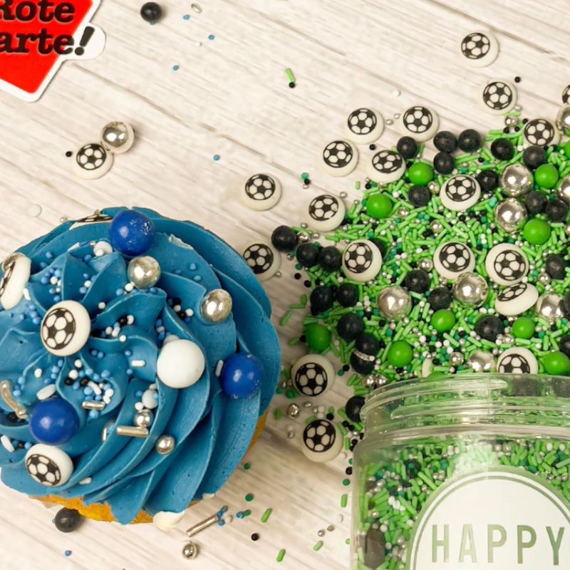 Happy Sprinkles Kakestrø, Fotball -Blå- 90g