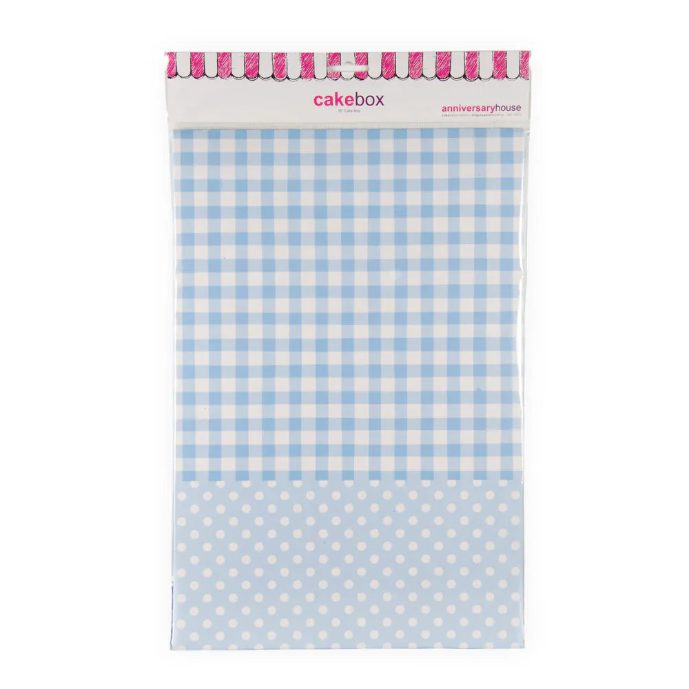 Kakeboks - Blå gingham - 26x26x12,5 - pk/1