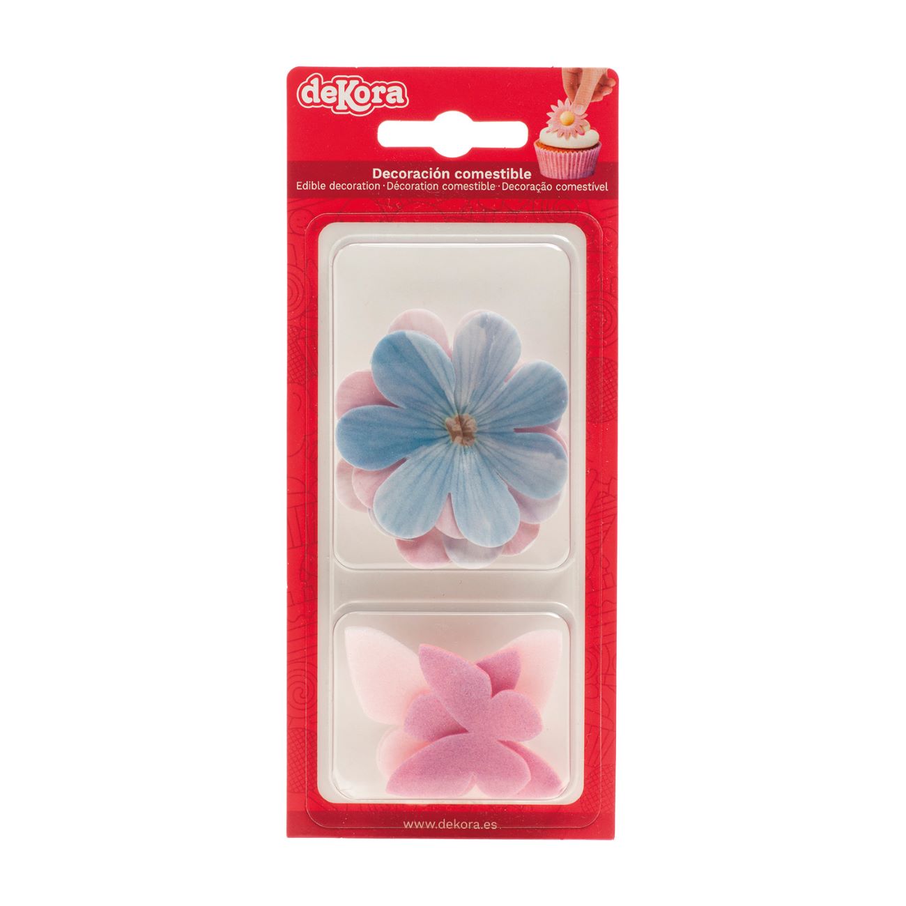 Spiselig kakepynt- Blomster og Sommerfugler i wafer pk/8