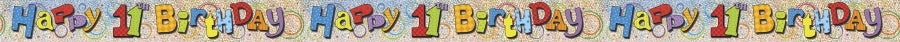 Foilbanner til 11årsdag, ca 3,6m
