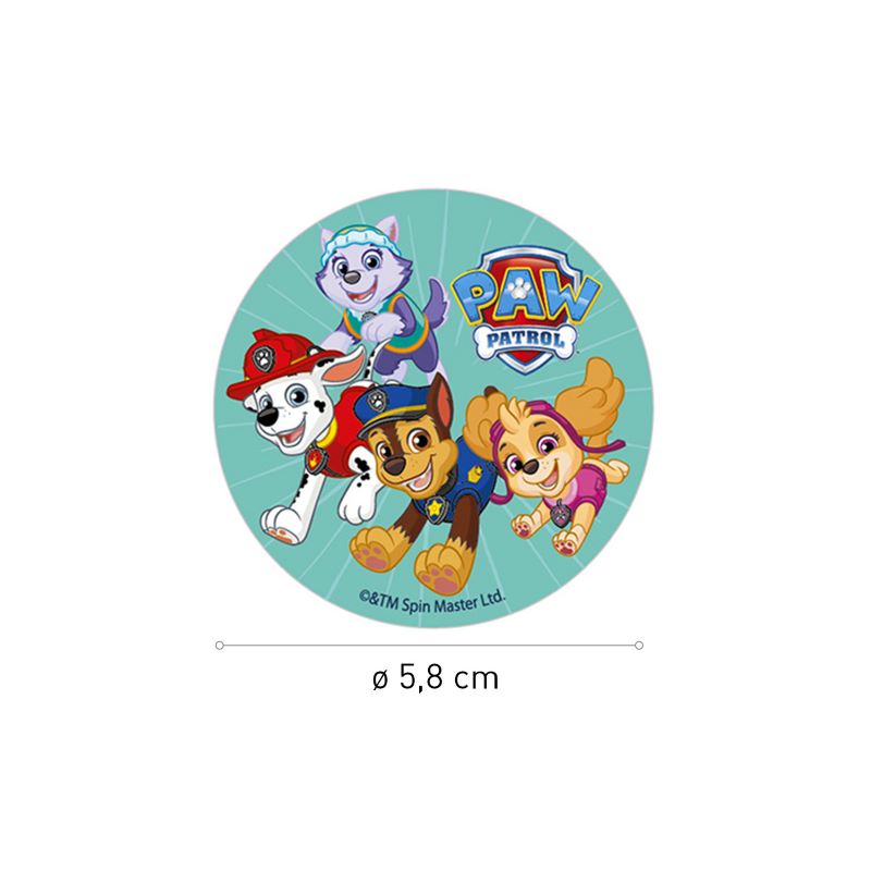Spiselige Cupcakedekorasjoner uten sukker -Paw Patrol- 5,8cm