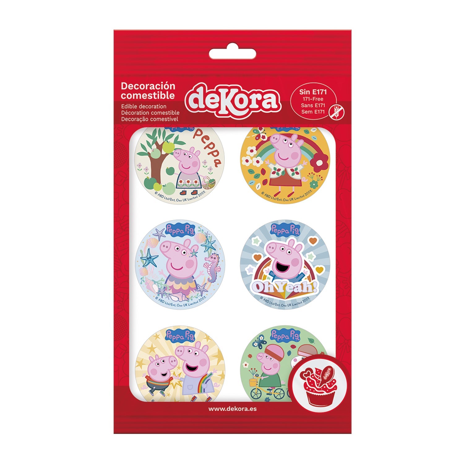 Kjeksbilde sukkerark -Peppa Gris- 6cm, 6stk