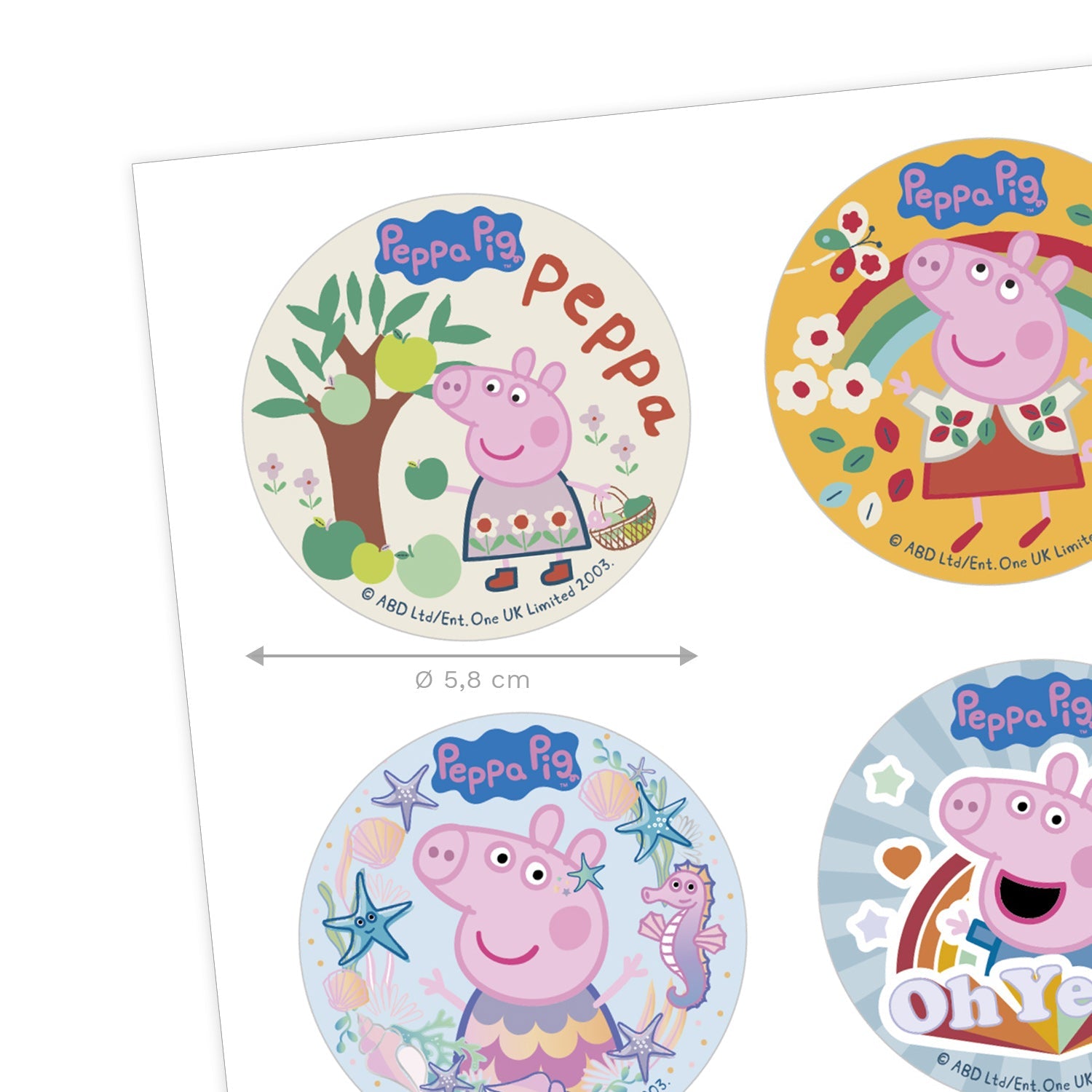 Kjeksbilde sukkerark -Peppa Gris- 6cm, 6stk