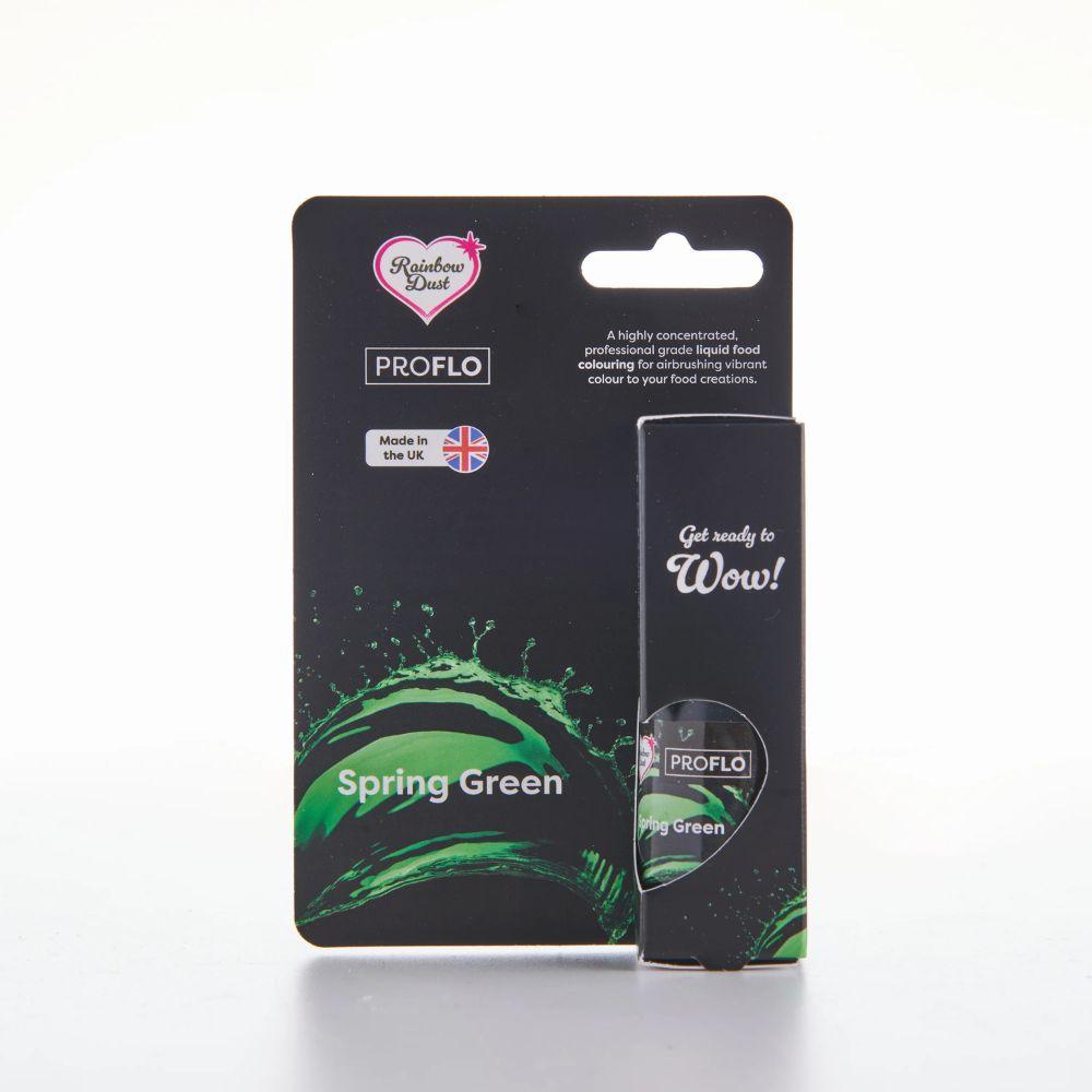 Rainbow Dust ProFlo flytende matfarge i lysegrønn med emballasje – 16 ml flaske