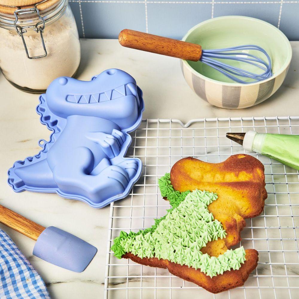 Wilton silikonform i dinosaurform til barn – blå non-stick