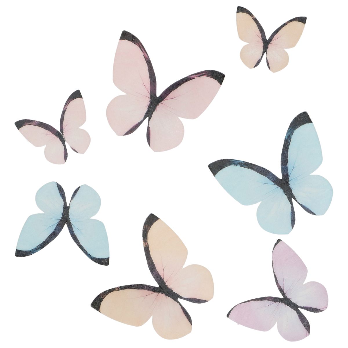 Wilton Spiselig kakepynt sommerfugl - Pastell pk/8