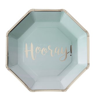 Papptallerken -Mintgrønn Ombre Hooray- 23cm pk/8