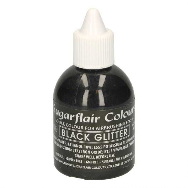 Sugarflair Airbrushfarge -Glitter svart- 60ml