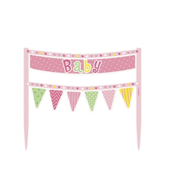 Kakepyntbanner til babyshower, rosa