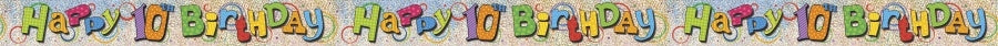 Foilbanner til tiårsdag, ca 3,6m