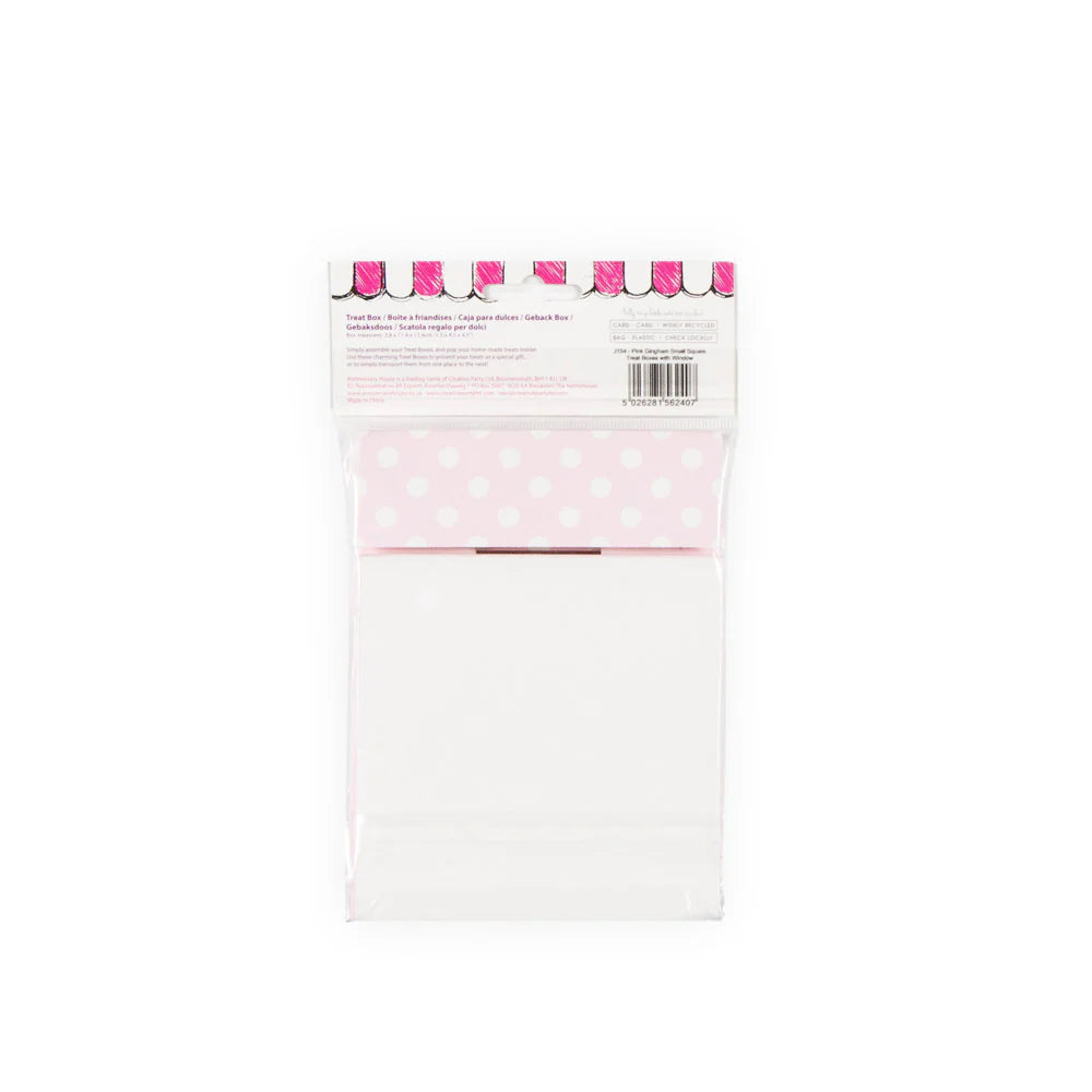 Små firkantede gaveesker - Rosa gingham - pk/3