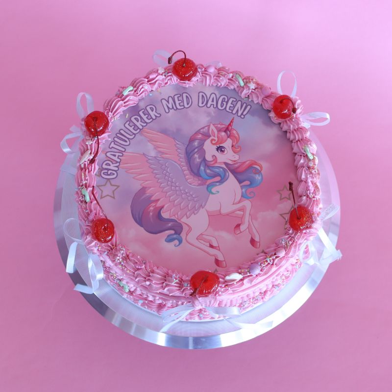 Kakebilde Enhjørning - Rund 20cm