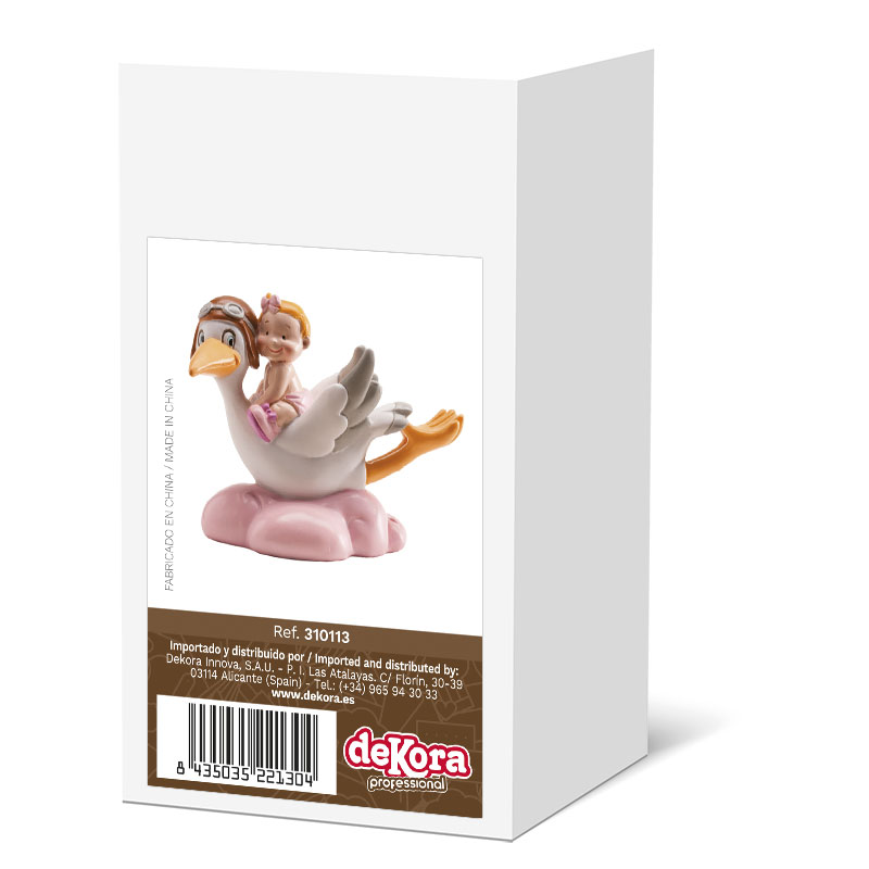 Kaketopp baby -Jente på flyvende stork- 10cm
