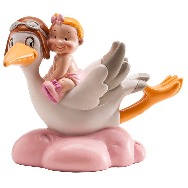 Kaketopp baby -Jente på flyvende stork- 10cm