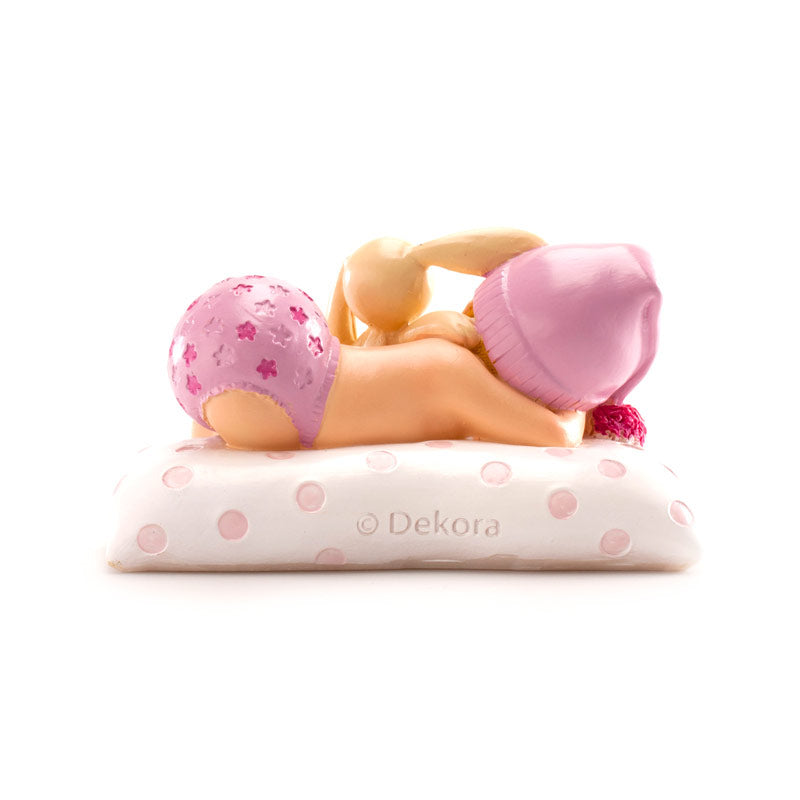 Kaketopp dåp - sovende jente med bamse