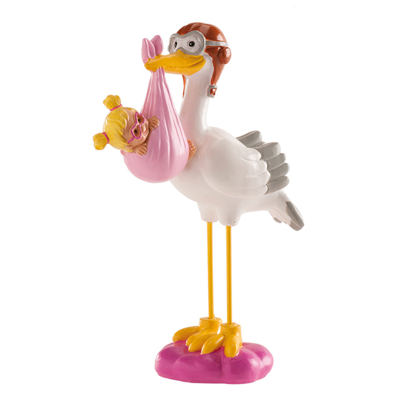 Kaketopp dåp - stork som holder jente