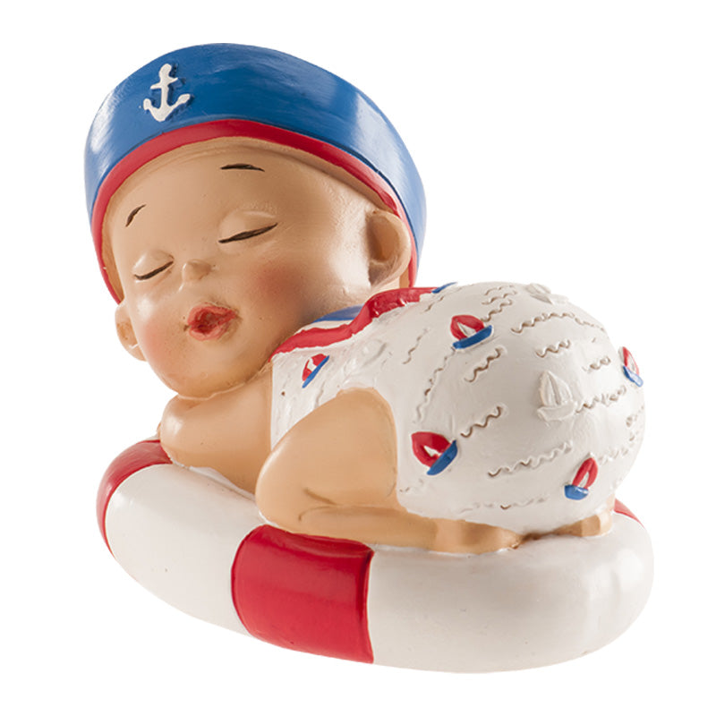 Kaketopp baby -Sovende gutt med matrosdress- 6cm