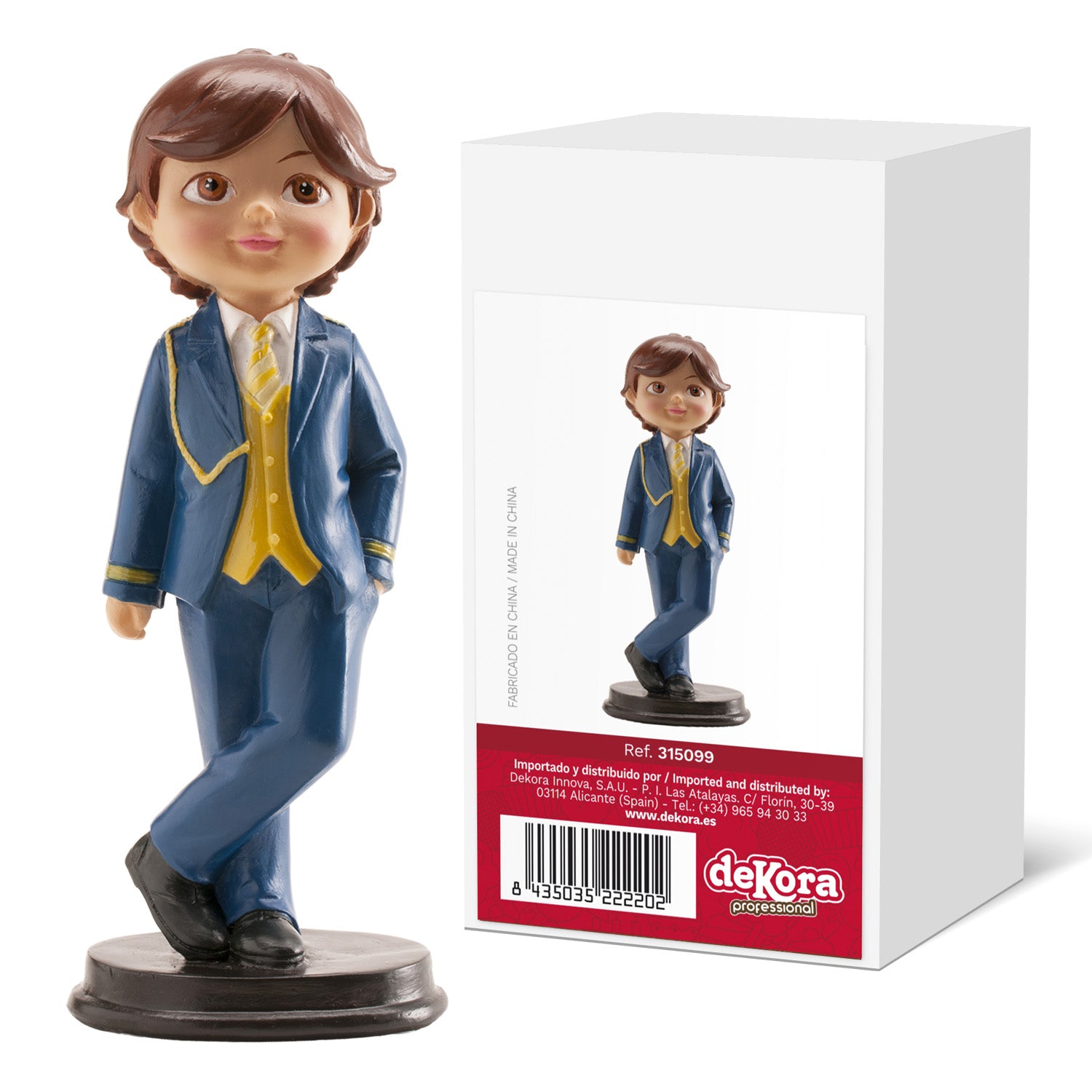 Kaketopp konfirmasjon - Blå dress- 15cm