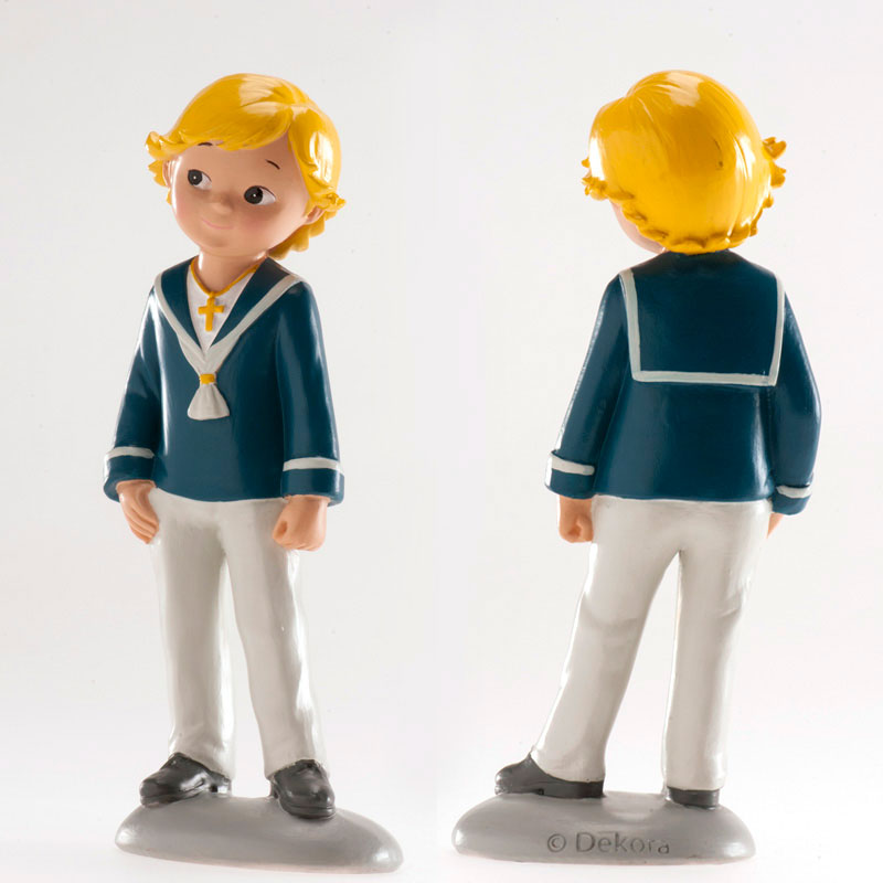 Kaketopp - Gutt i matrosdress- blondt hår - 15cm