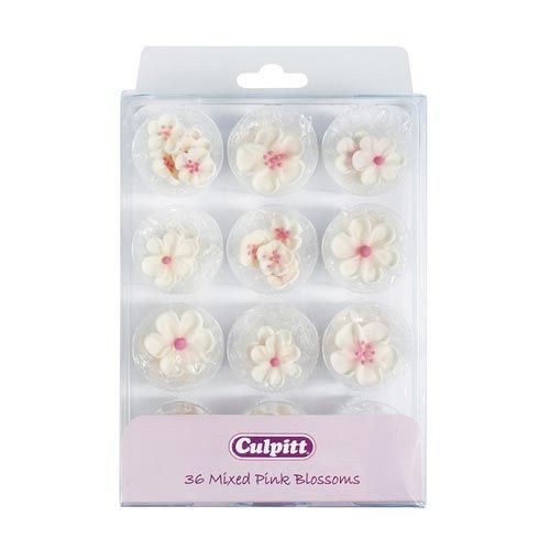 Cuplitt spiselig pynt Diverse blomster, hvit pk/36