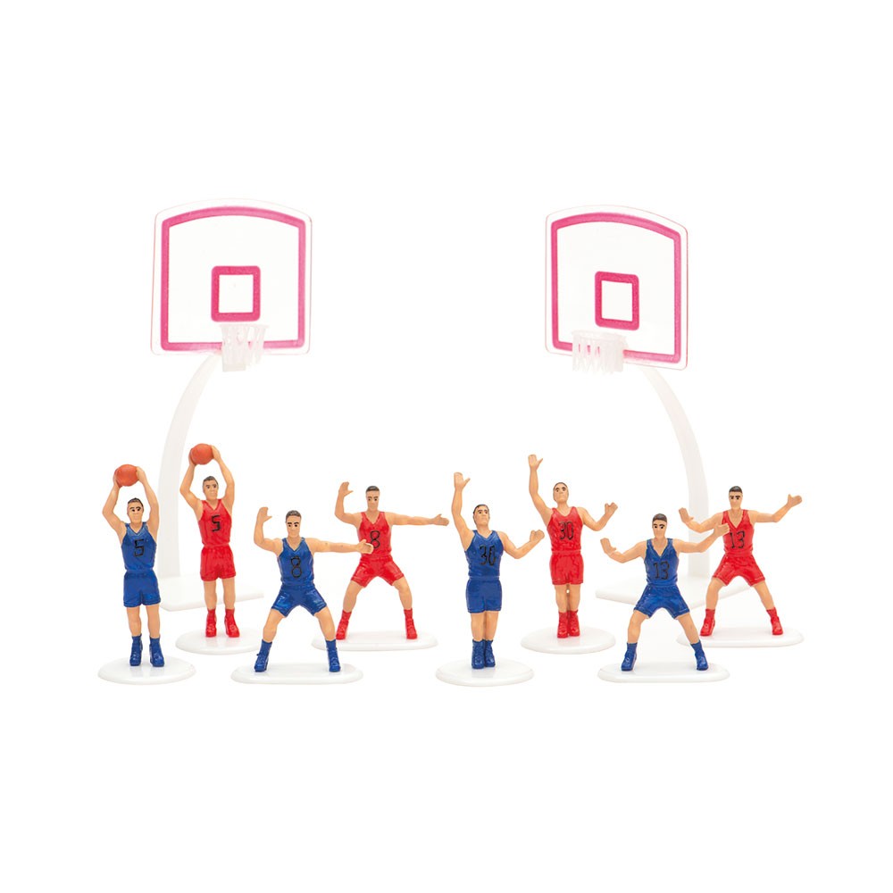 Kaketopper Basketball, spillere og mål til basketballkake, 10 deler