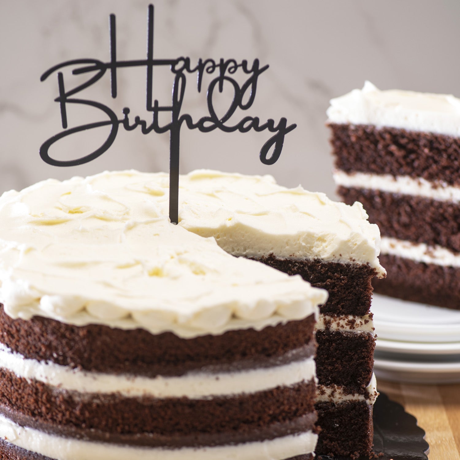 Kaketopp i akryl -Happy Birthday-