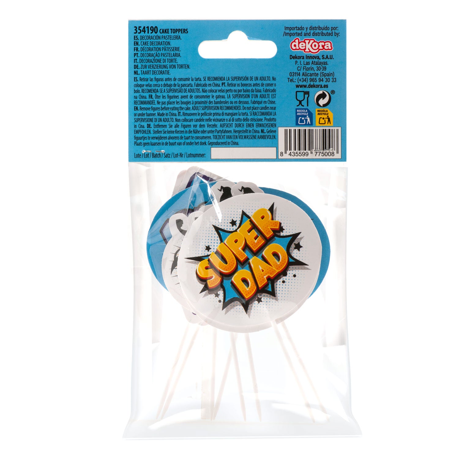 Kaketopper i papir -Superdad- pk/8
