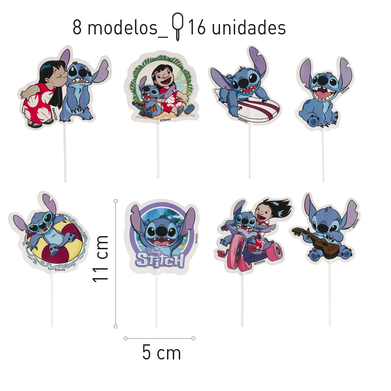 Stitch kaketopper i papp, pk/16