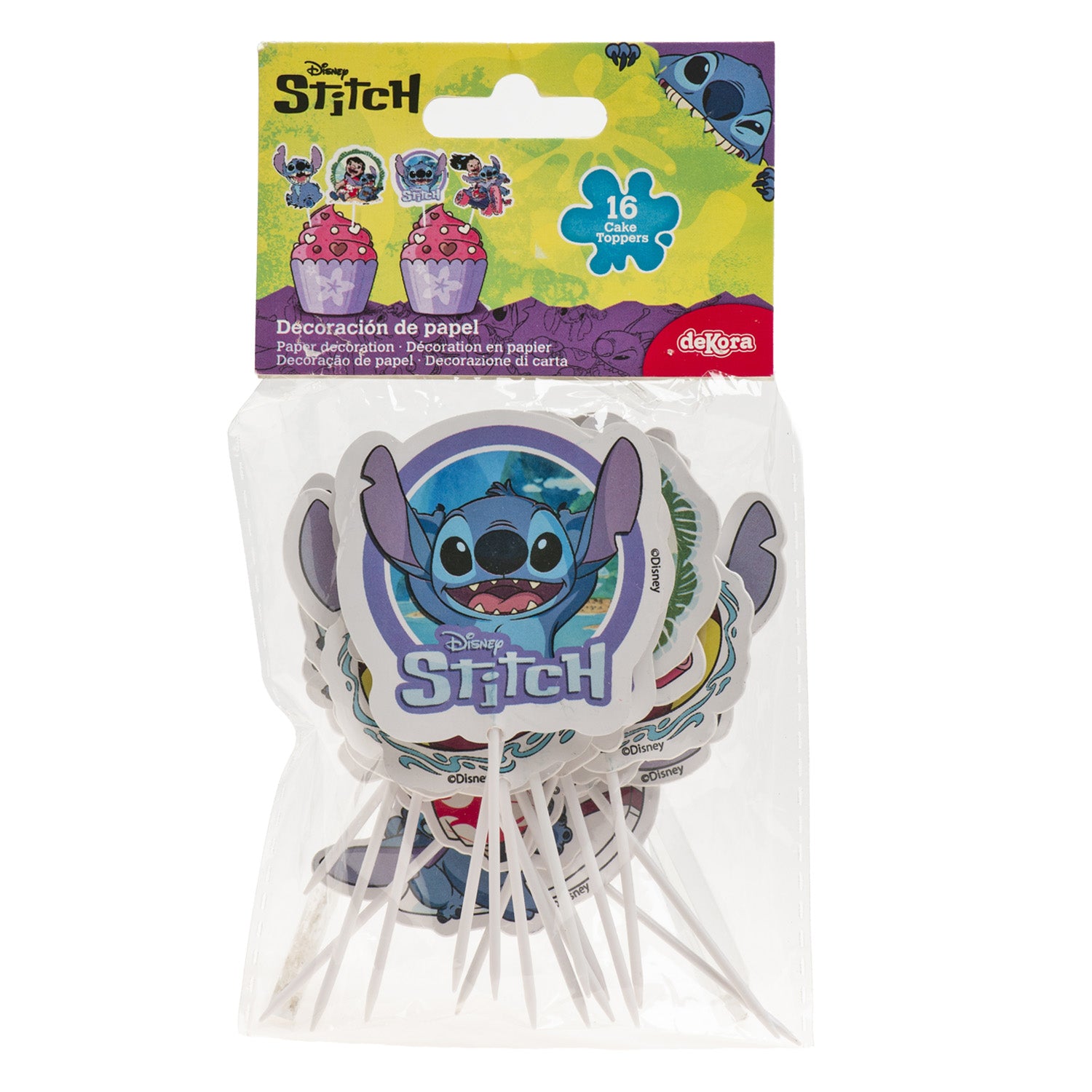 Stitch kaketopper i papp, pk/16