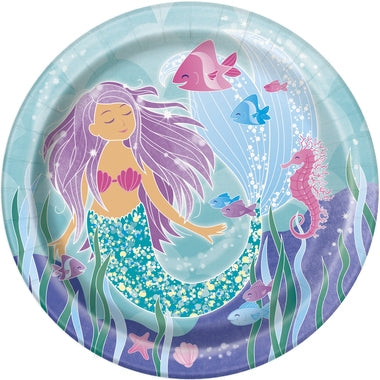 Havfrue engangsfat, 23cm, 8stk