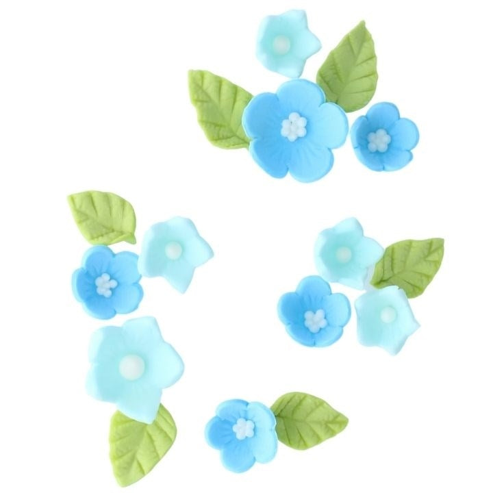 Culpitt Spiselig kakepynt Blå blomster og blader pk/12
