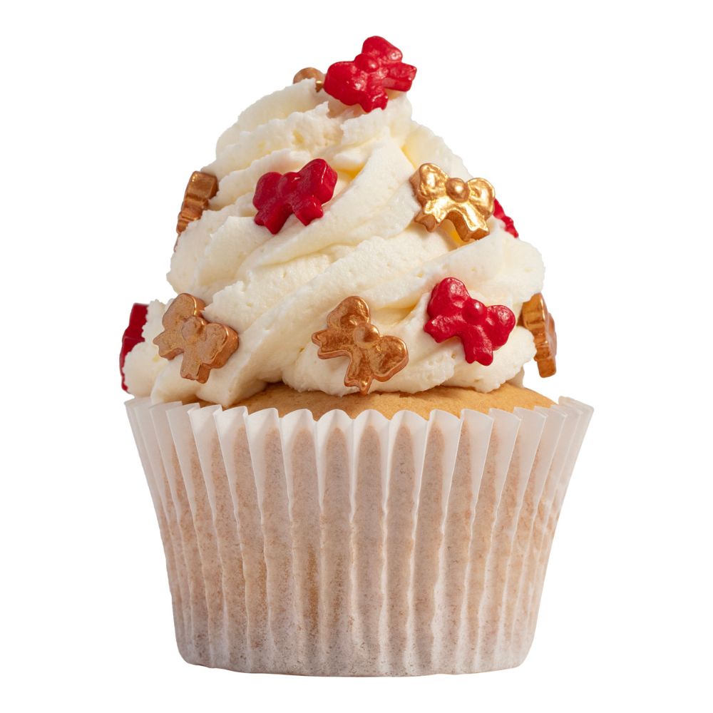 Kakestrø jul - sløyfer i rød og gull