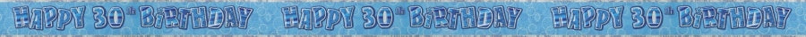 Blå 30-års foilbanner, 3,6 meter