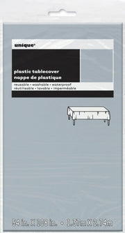 Sølvfarget duk i tynn plast, 1,37 x 2,74 m