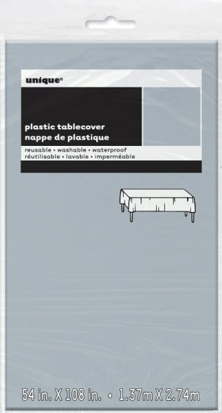 Sølvfarget duk i tynn plast, 1,37 x 2,74 m