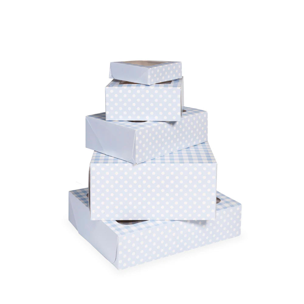 Kakeboks - Blå gingham - 26x26x12,5 - pk/1