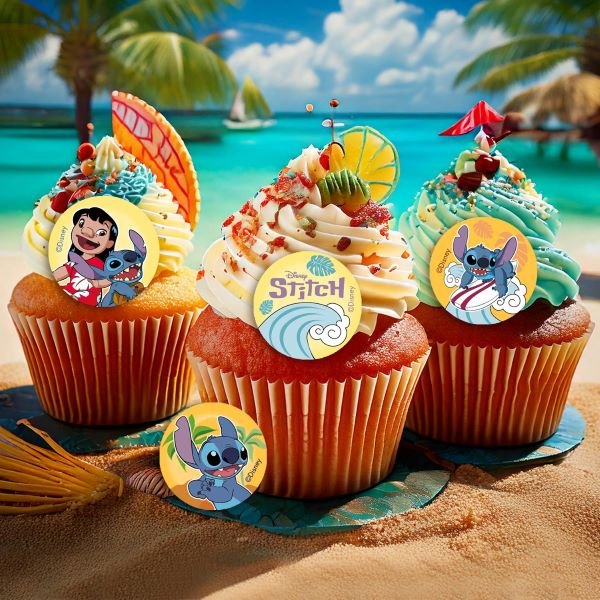 Spiselige cupcakebilder – Lilo & Stitch Ø3.4cm pk/20