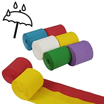 Crepe streamer rull, assortert, 10m, pk/6